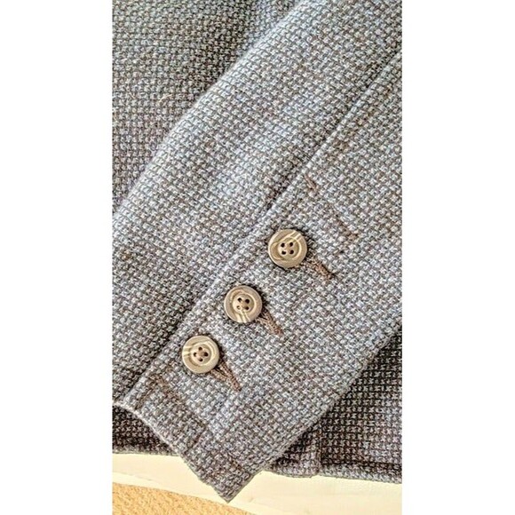 Free People Blue/Gray Herringbone Tweed Puff Sleeve Jacket  Size 8 - Picture 3 of 7